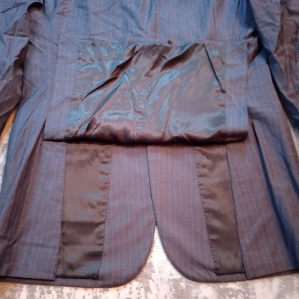 Baroni Blazer Mens 40 L Navy Blue Pinstripe Super‎ 150s Wool Sports Coat Jacket